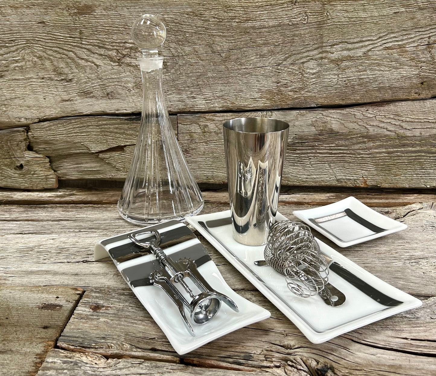 Artisan Glass Homeware White Grey Mix