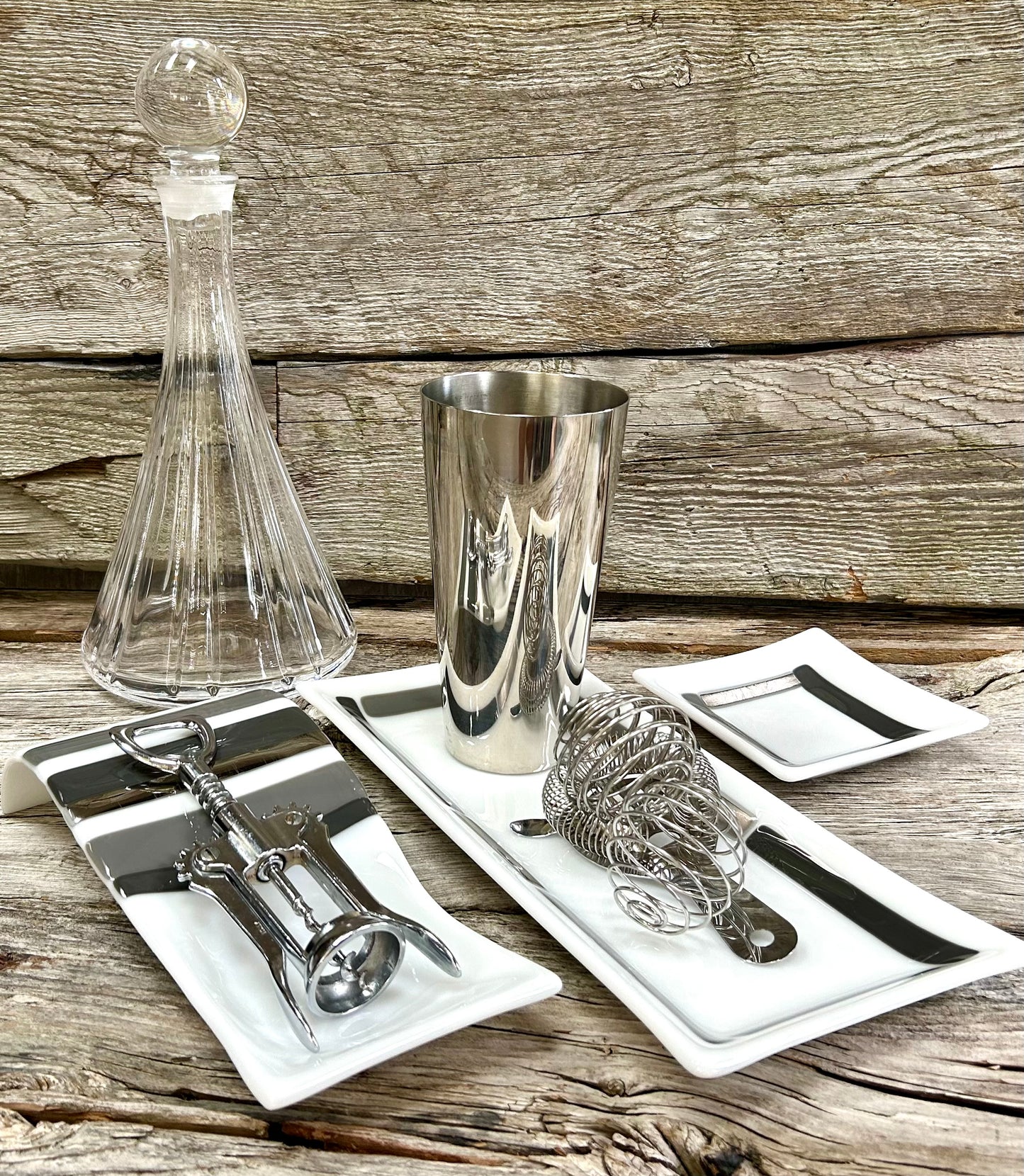 Artisan Glass Homeware White Grey Mix