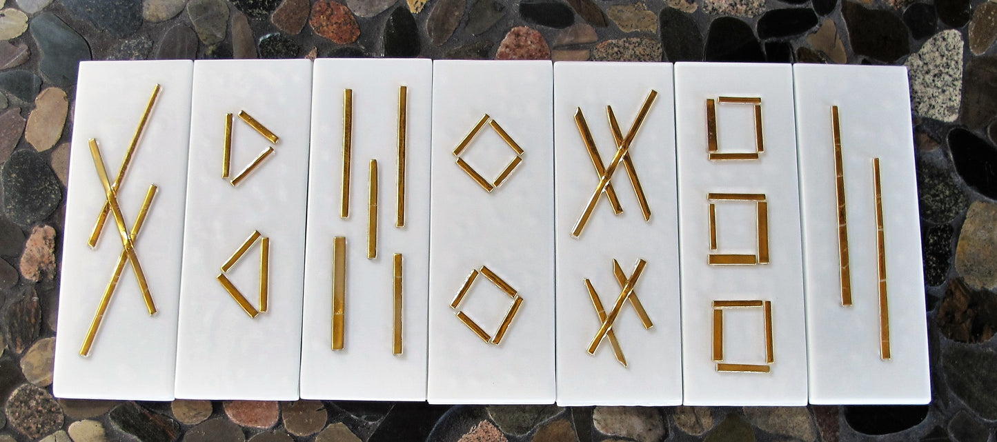 Raised Gold on White Tile