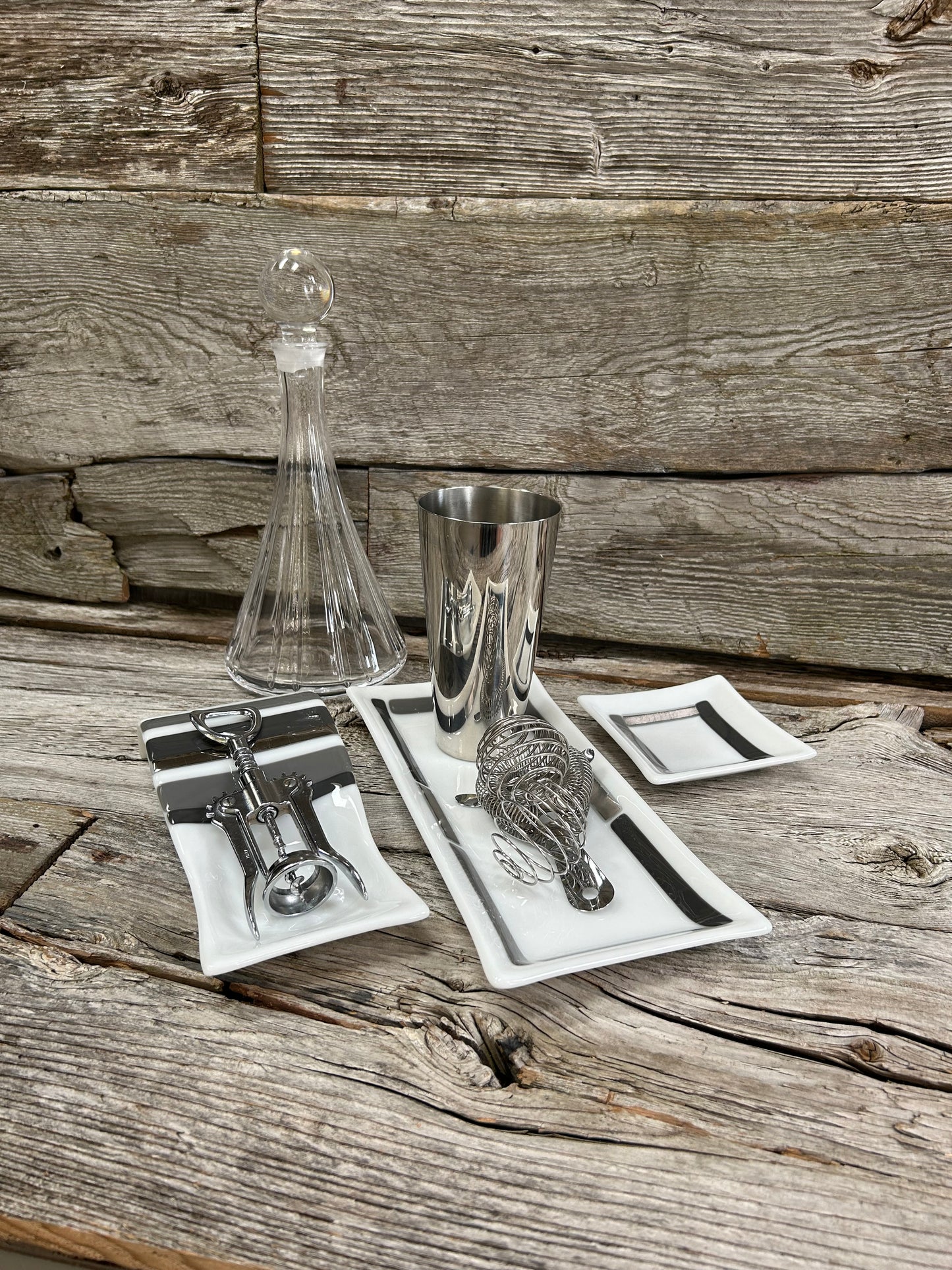 Artisan Glass Homeware White Grey Mix