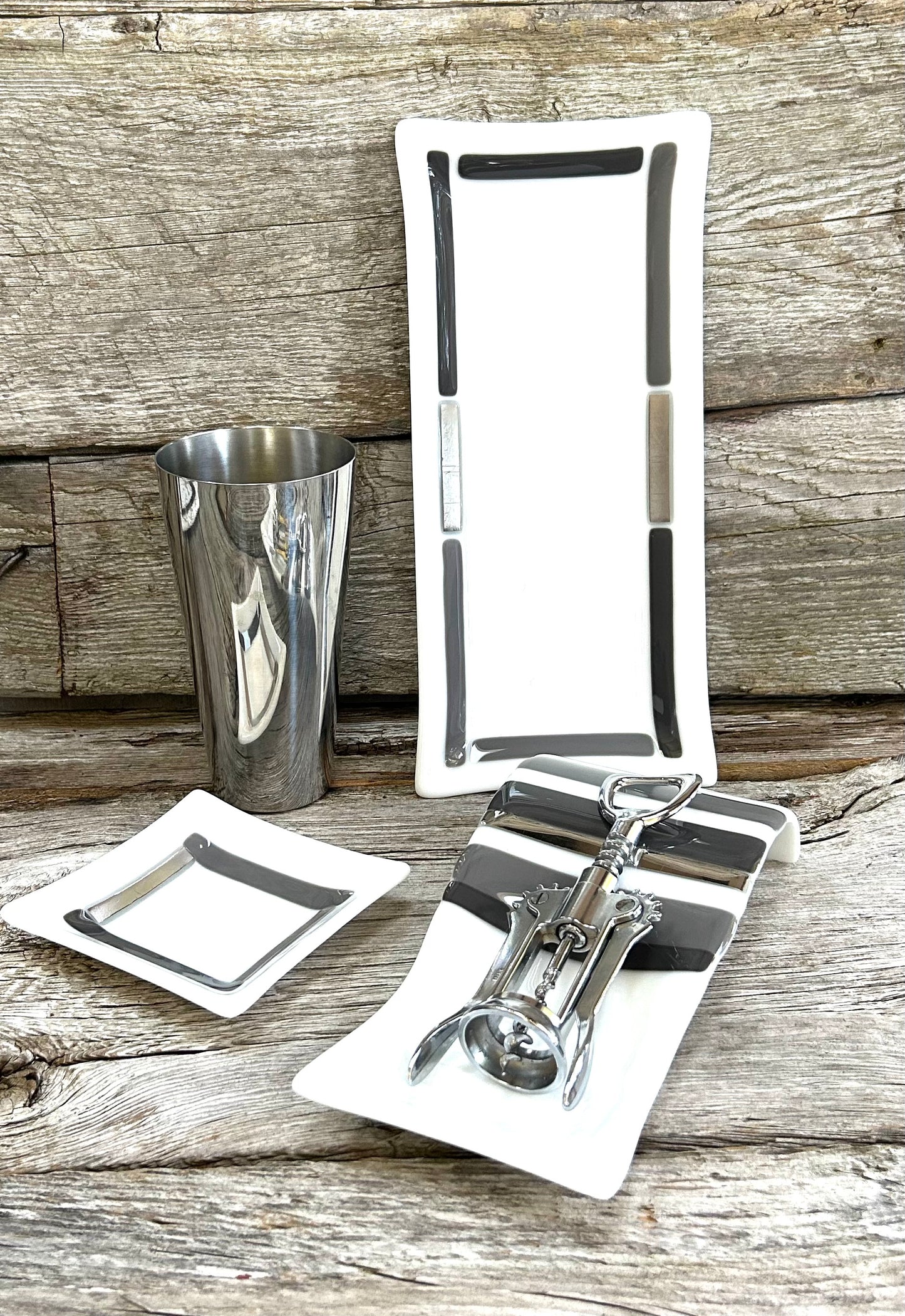 Artisan Glass Homeware White Grey Mix