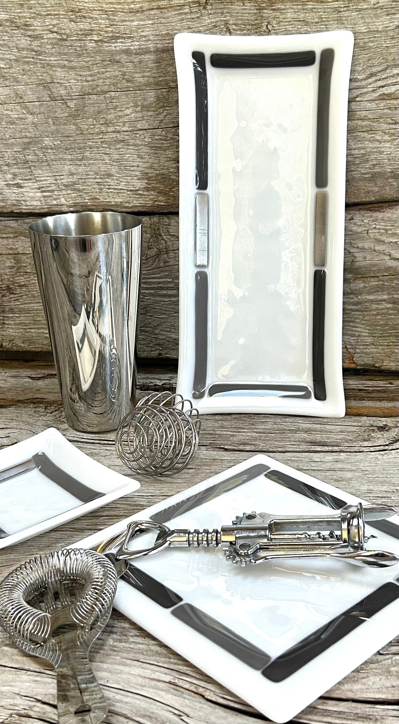 Artisan Glass Homeware White Grey Mix