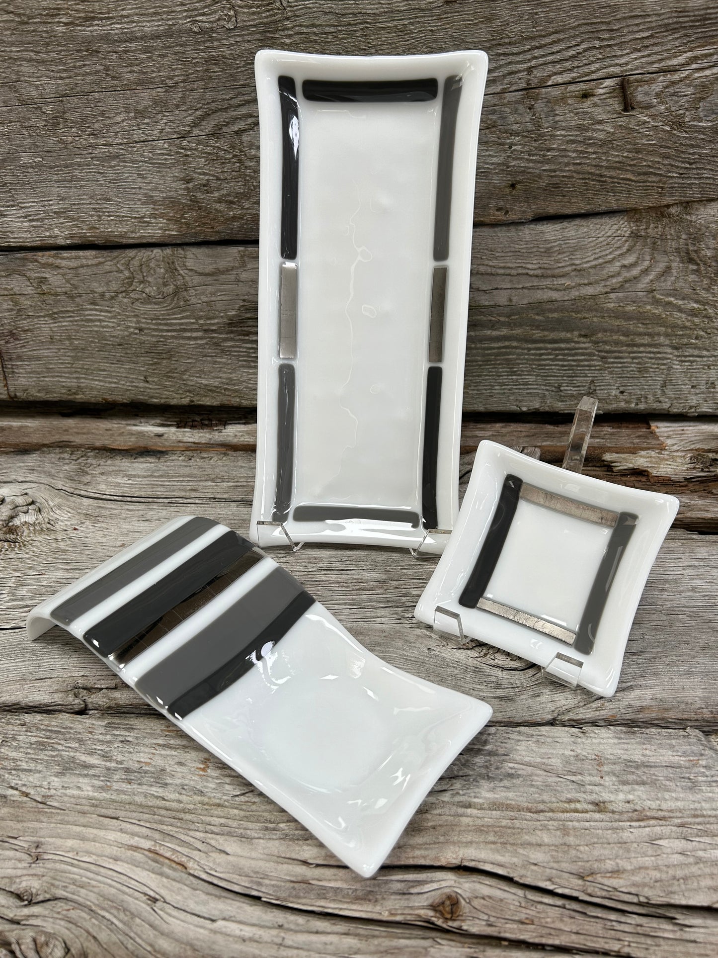 Artisan Glass Homeware White Grey Mix