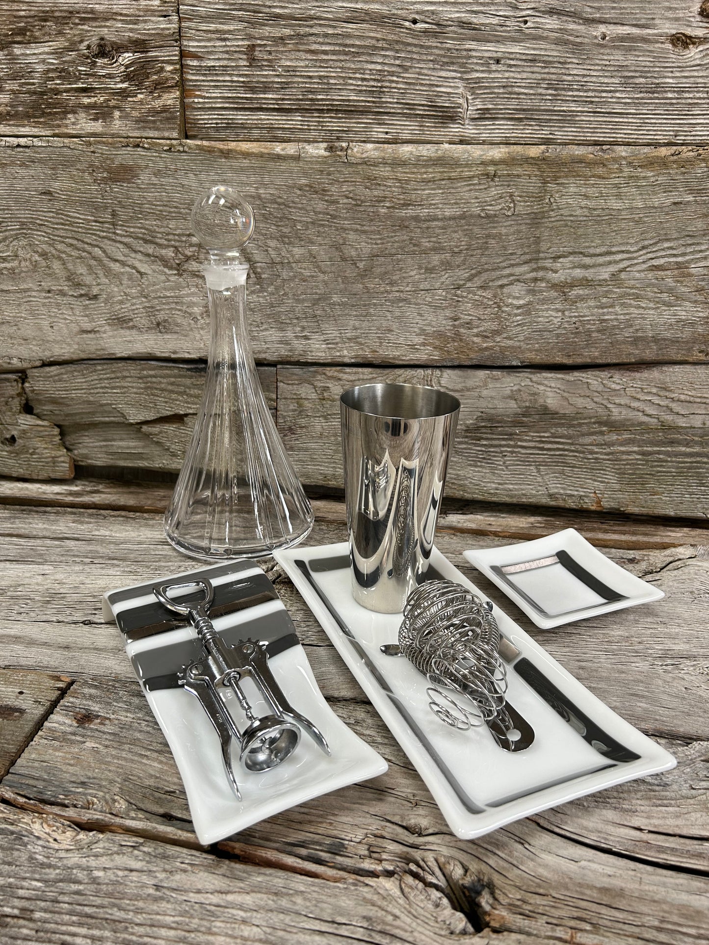 Artisan Glass Homeware White Grey Mix