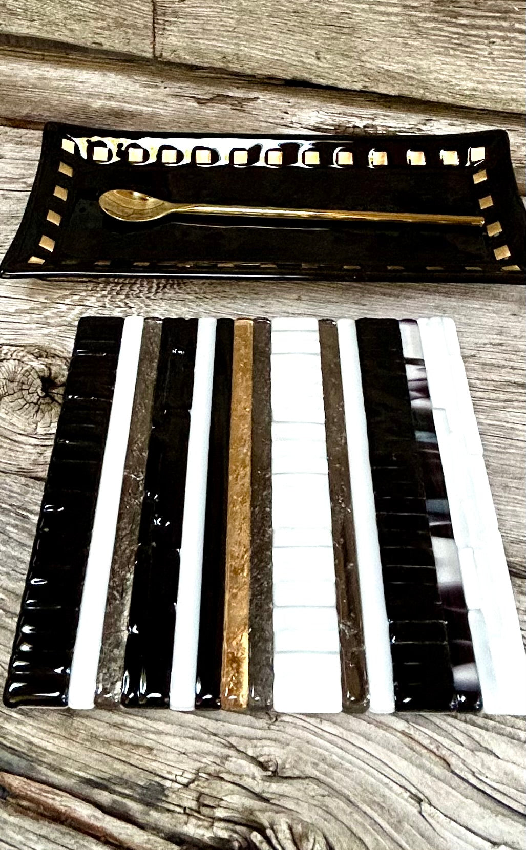 Black & White, Silver & Gold Trivet Wall Art