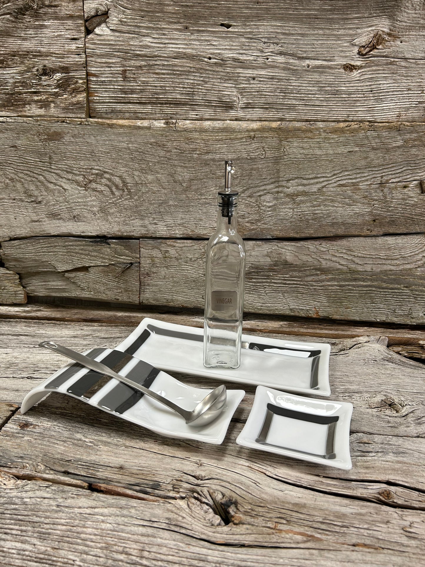 Artisan Glass Homeware White Grey Mix